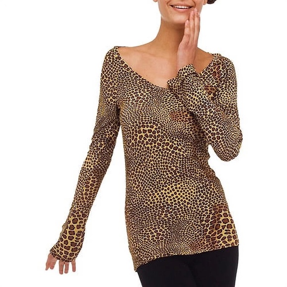 Norma Kamali Sz XLarge Leopard Print Long Sleeve - Picture 1 of 8